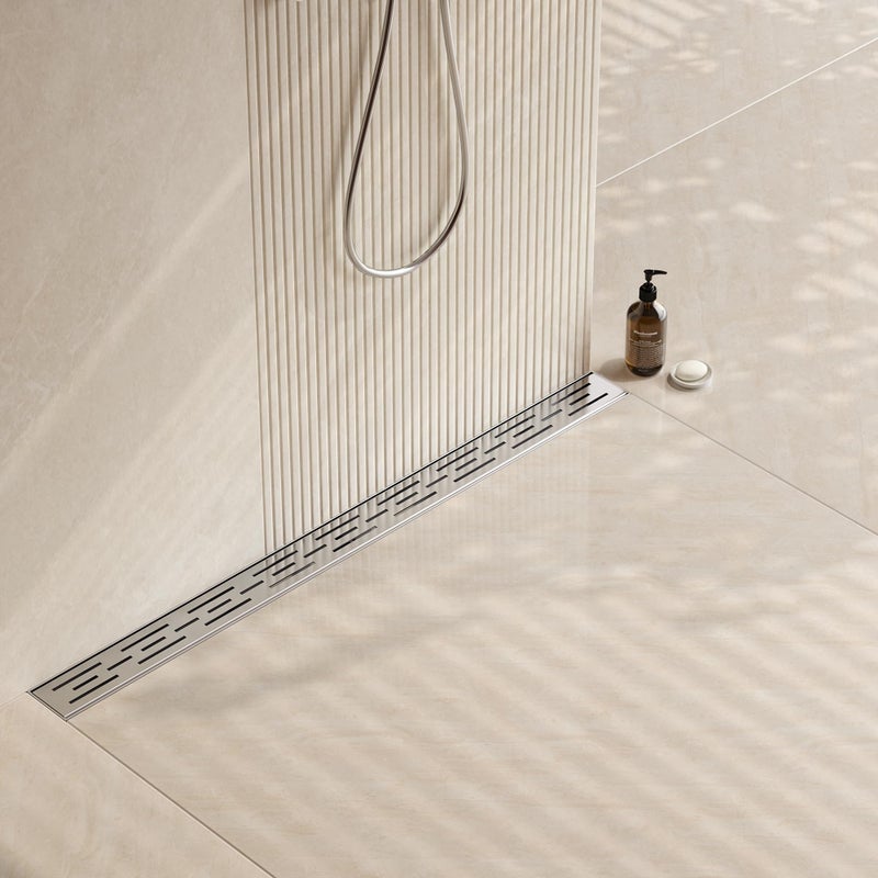 Neodrain مصرف دش خطي مستطيل نيدودرين 36 بوصة مع شبكة بنمط طوب، مصرف أرضية حمام من الفولاذ المقاوم للصدأ 304 مصقول، مصرف خطي للدش ومصفاة شعر، أقدام مستوى، معتمد من CUPC - Image 1